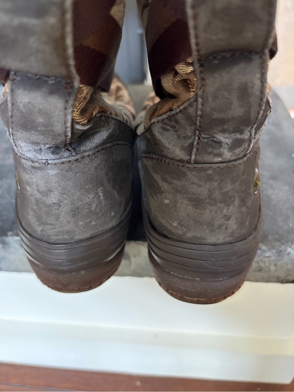 Coach Brown Signature Pattern Lace-Up Winter Boots - Picture 5 of 5